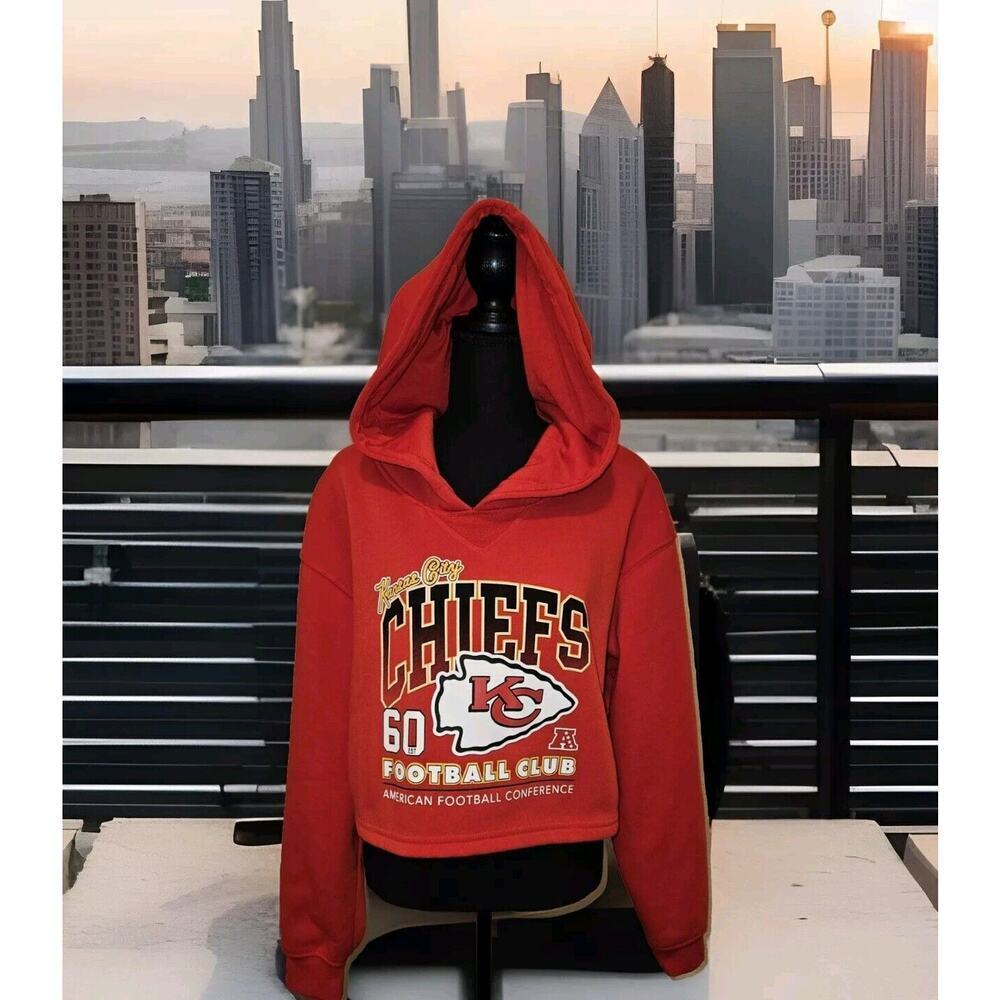 NWT! NFL Kansas City Chiefs AFC Cropped Hoodie Women's Size XL